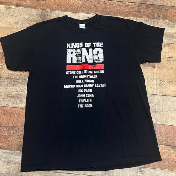 The King of the Ring | Steve Austin Undertaker Hogan Macho Man Flair Shirt Sz L - Picture 1 of 4